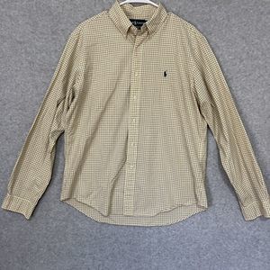 POLO RALPH LAUREN  Yellow Checkered BUTTON‎ SHIRT Size 16 1/2 Custom Fit